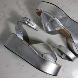 NEW Topshop Silver Whisper Flat Platform Sandals